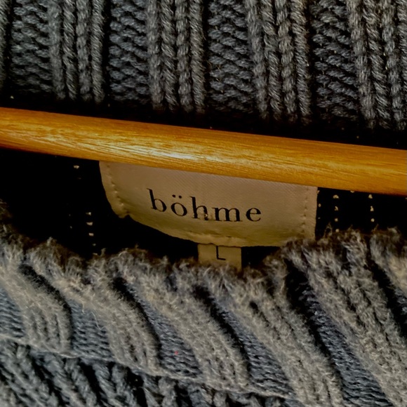 Böhme Blue Chunky Knit Sweater Boho Cozy Oversized Pullover Size L - Picture 3 of 6